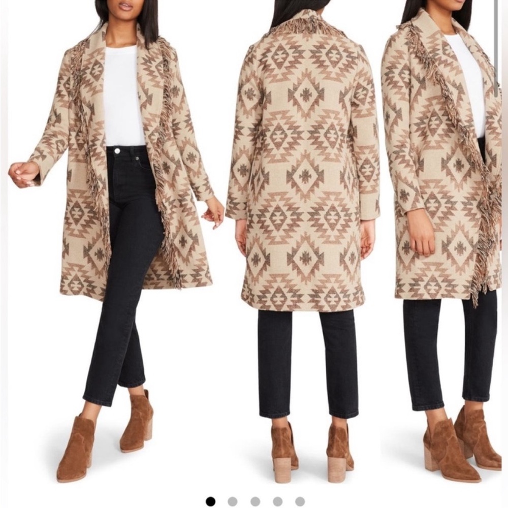 BB Dakota NWT Steve Madden Fringe Western Southwest Fringe Open Front Coat